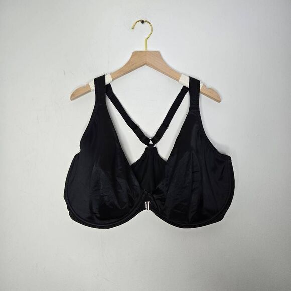 Delimira Bra Size 44FPlunge Posture Bra Front Close Black - Picture 1 of 6